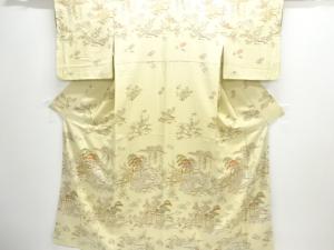 流水に垣根・草花模様付け下げ小紋着物